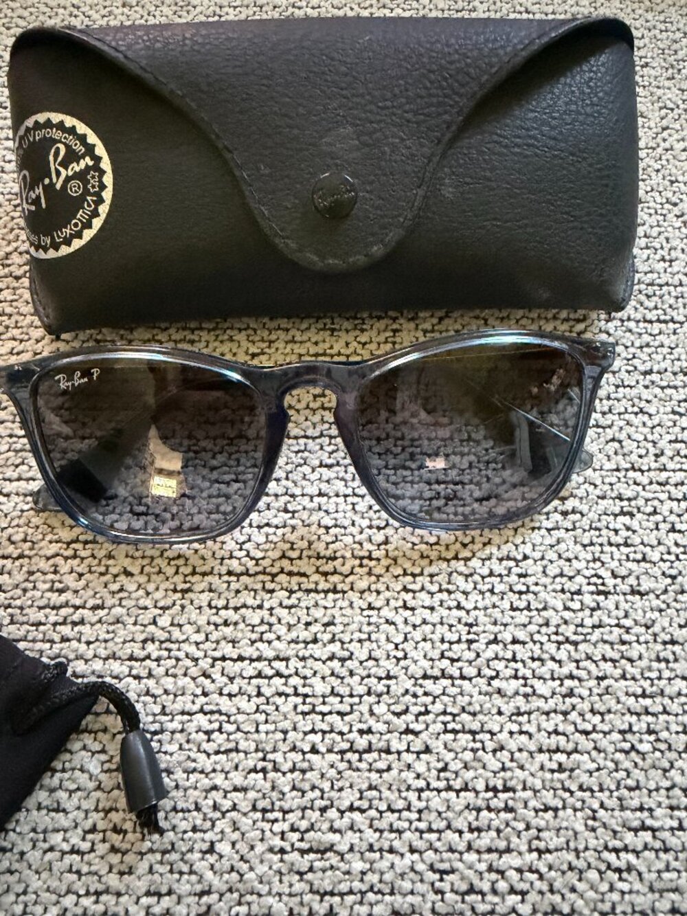 Ray-Ban RB4187 CHRIS Transparent Blue Polarized Sunglasses 55 18 145 Pre-owned